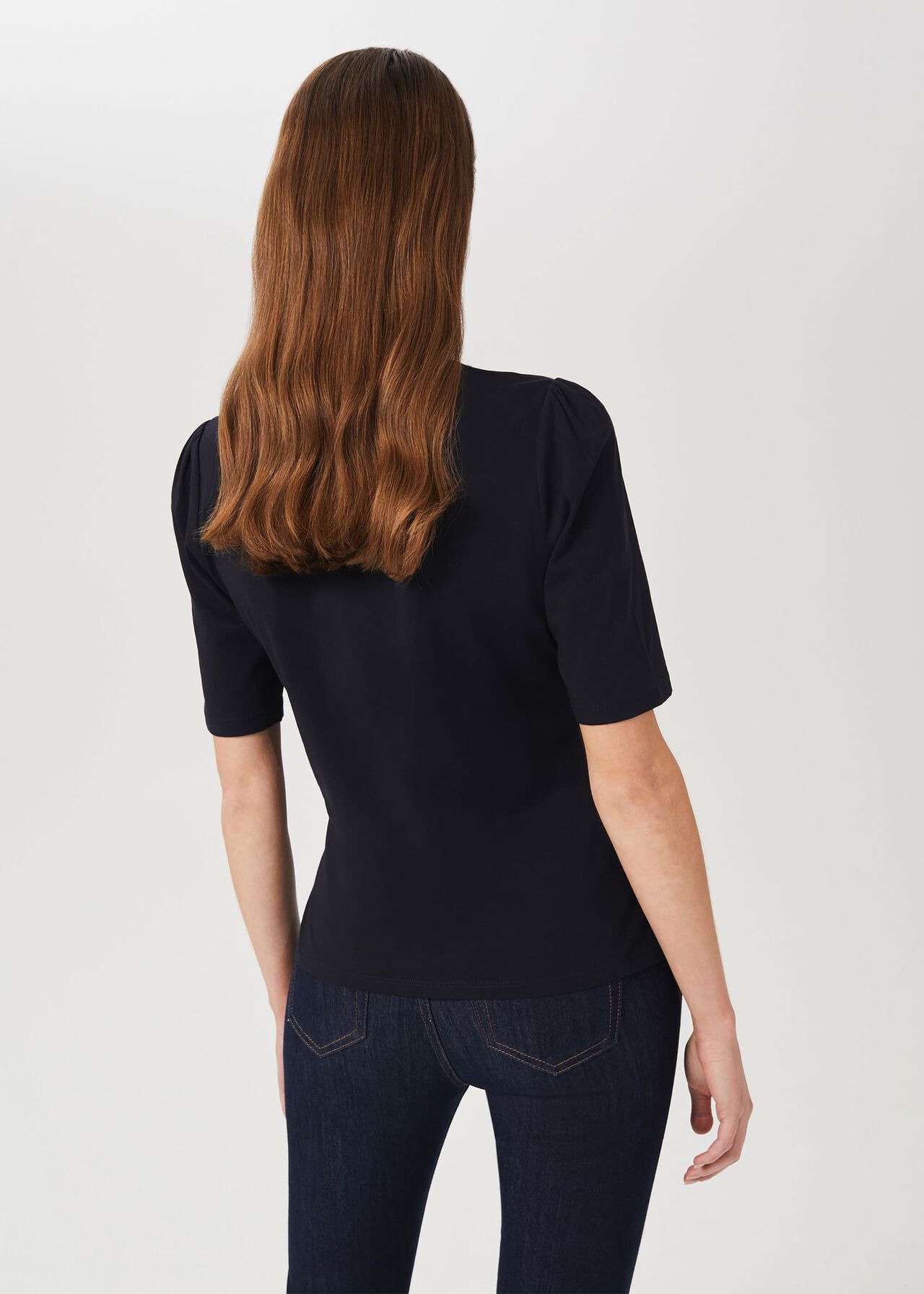 Eva Puff Sleeve T-Shirt, Navy, hi-res
