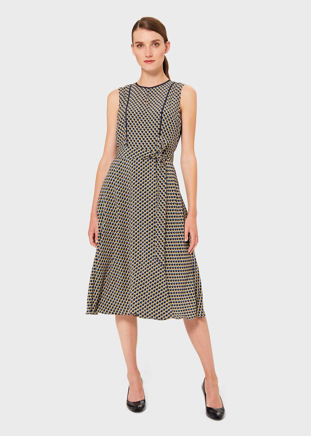Madeleine Geo Fit And Flare Dress, Blue Multi, hi-res