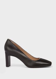 Ella Leather Court Shoes , Black, hi-res