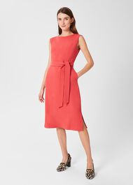 Fenella Belted Dress, Dark Coral, hi-res