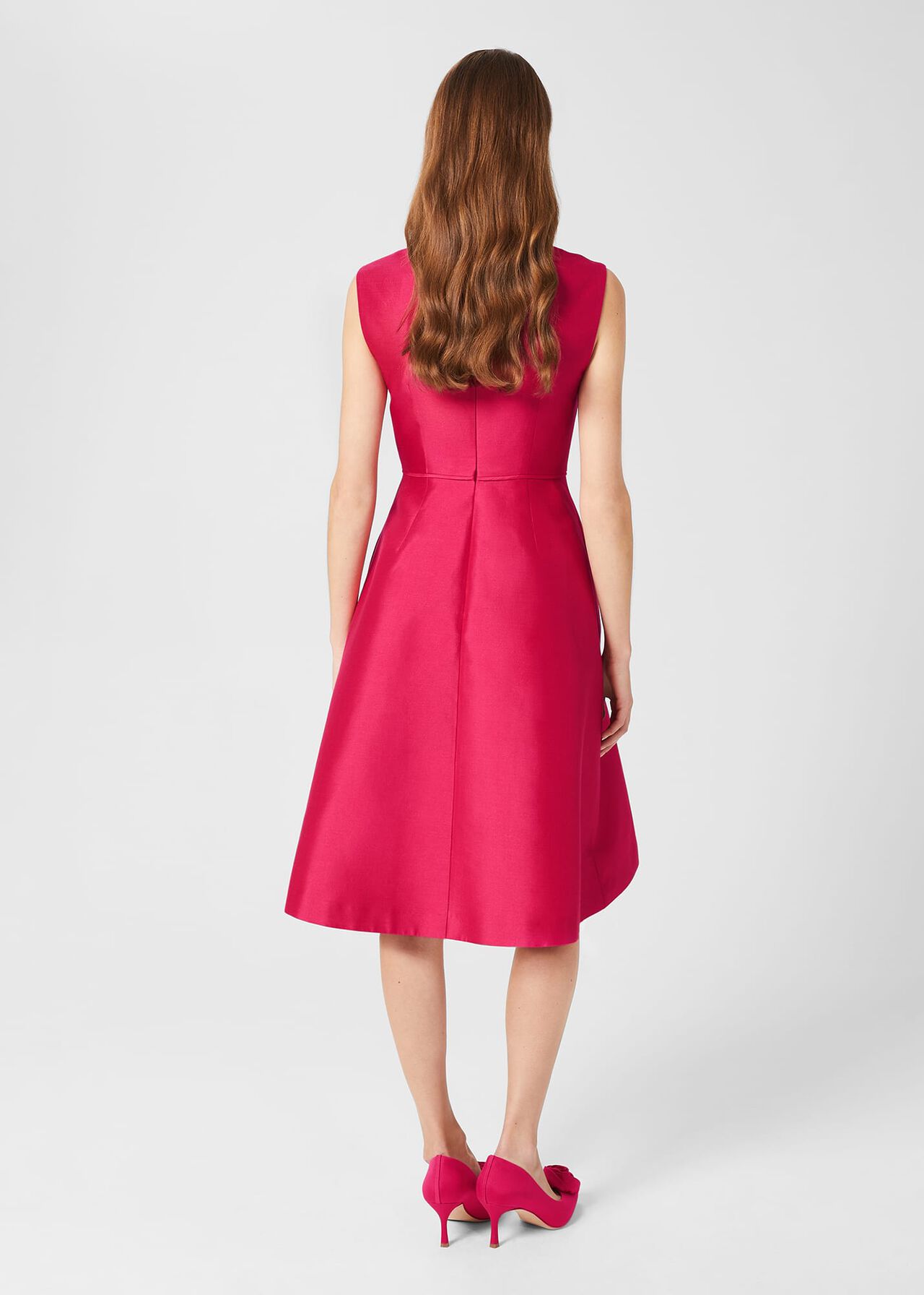 Julietta Silk Blend Fit And Flare Dress, Fuchsia Pink, hi-res