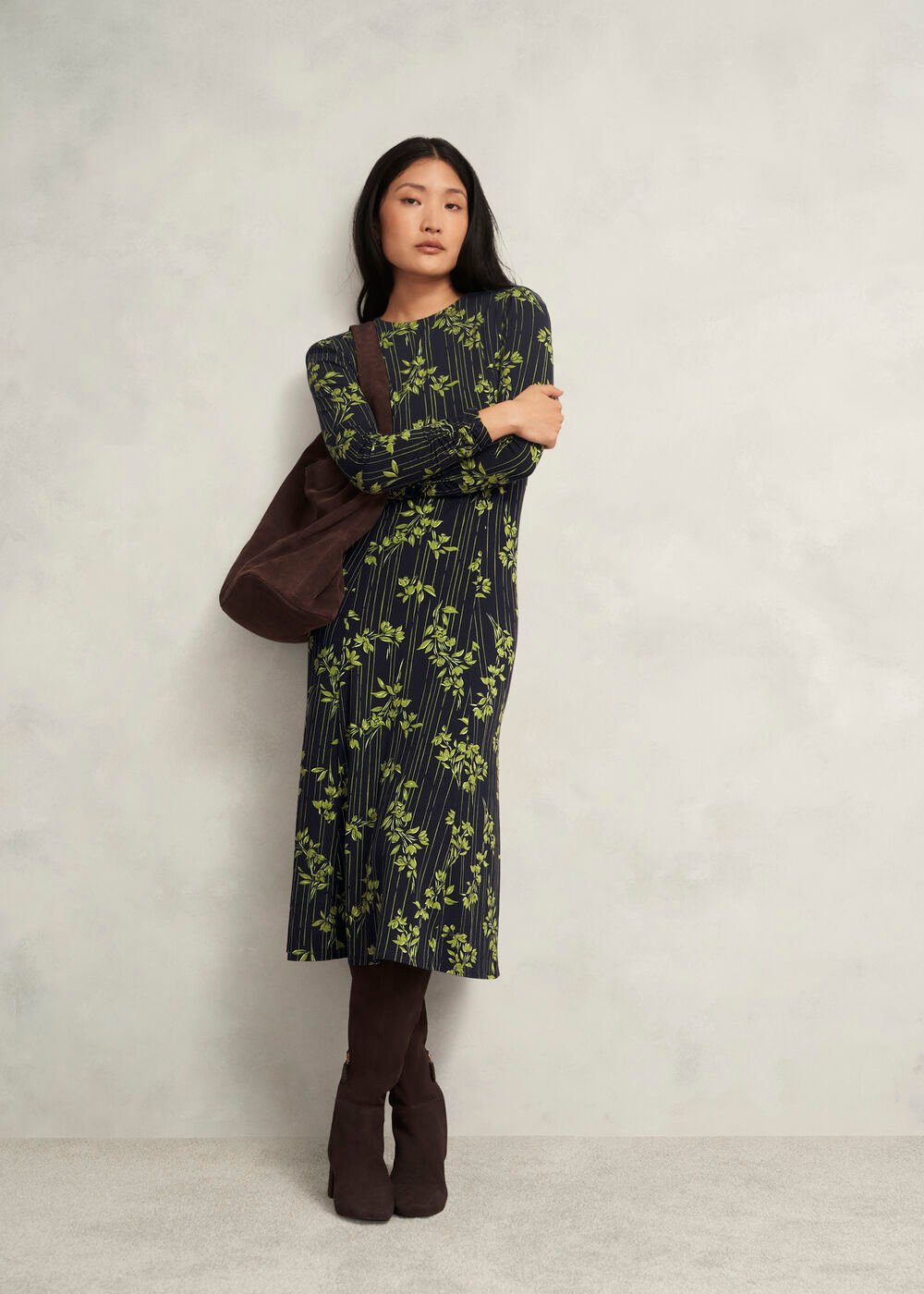 Alison Jersey Dress, Navy Green, hi-res