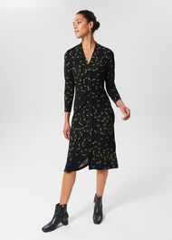 Hatty Jersey Dress, Navy Chartreuse, hi-res