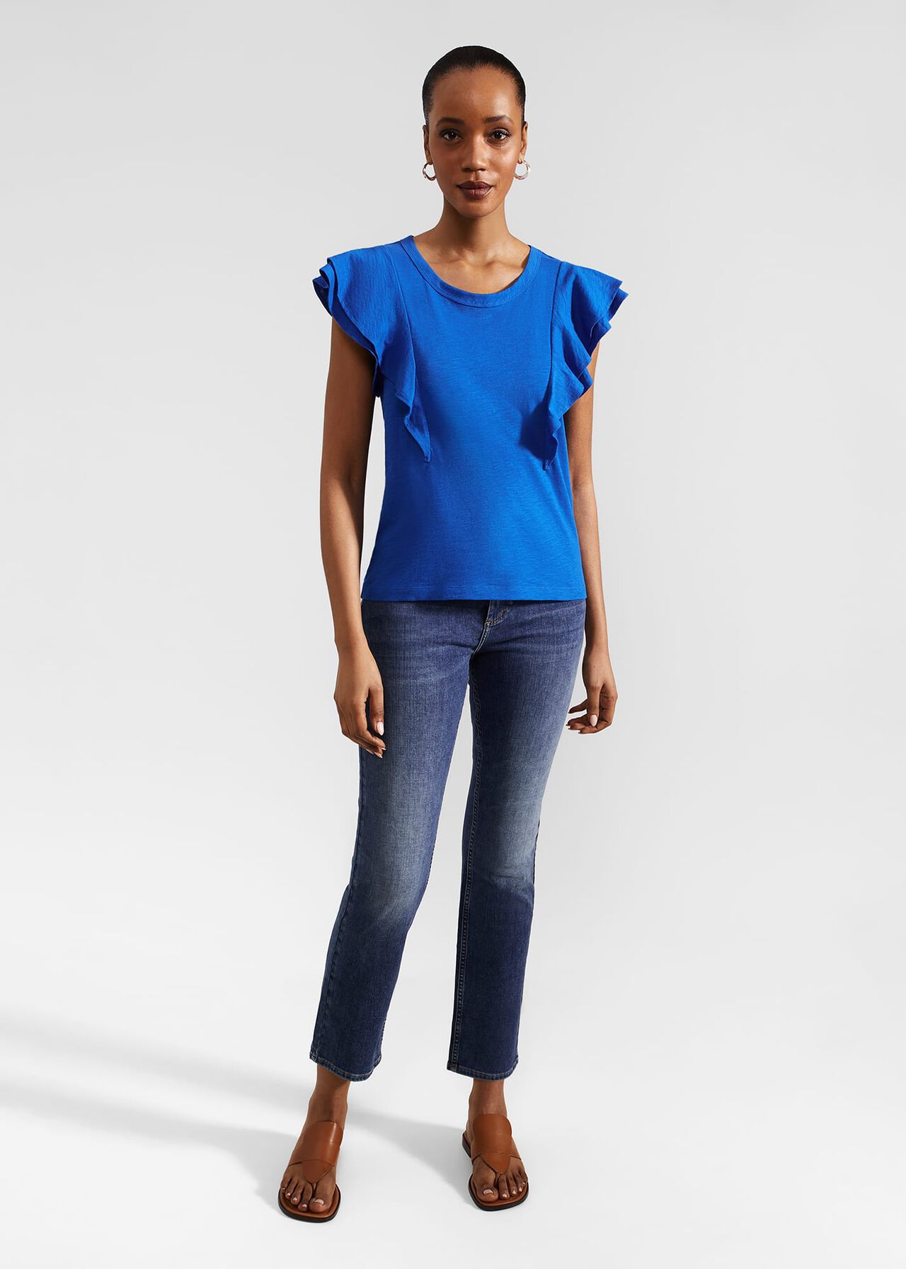 Isabella Cotton Slub Top, Atlantic Blue, hi-res