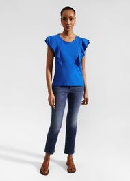 Isabella Cotton Slub Top, Atlantic Blue, hi-res