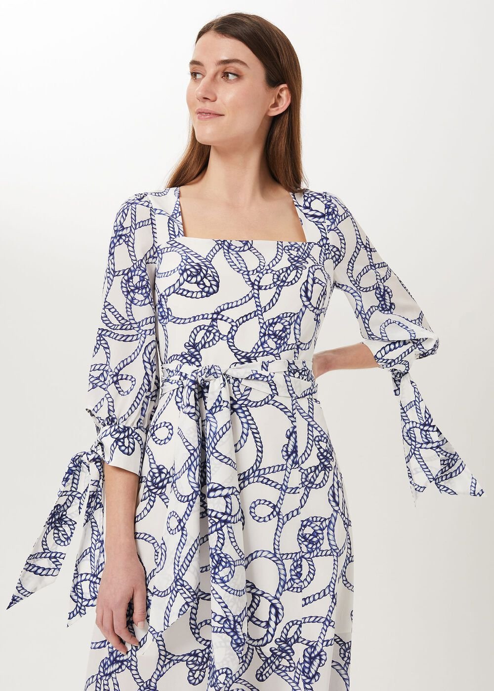 Kasia Silk Dress, Ivory Blue, hi-res