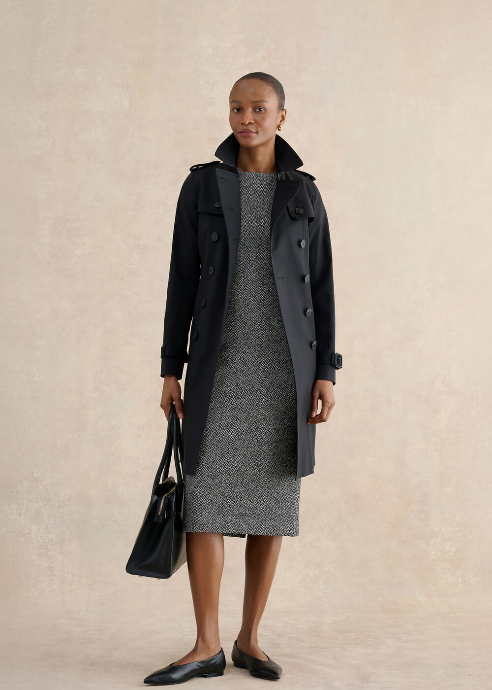 Marlyn Wool Jersey Dress, Black White, hi-res