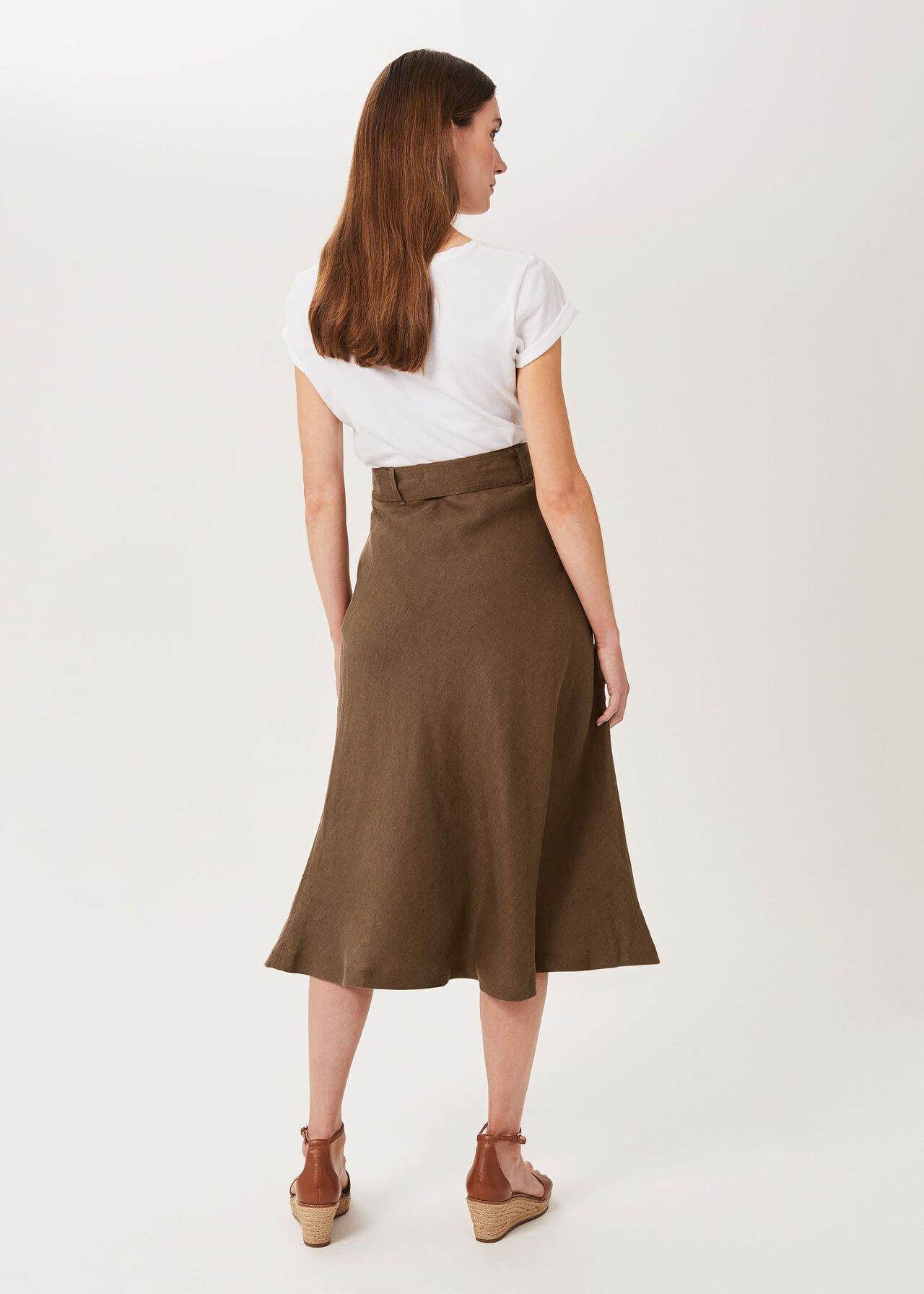 Josephine Linen Skirt, Brown, hi-res