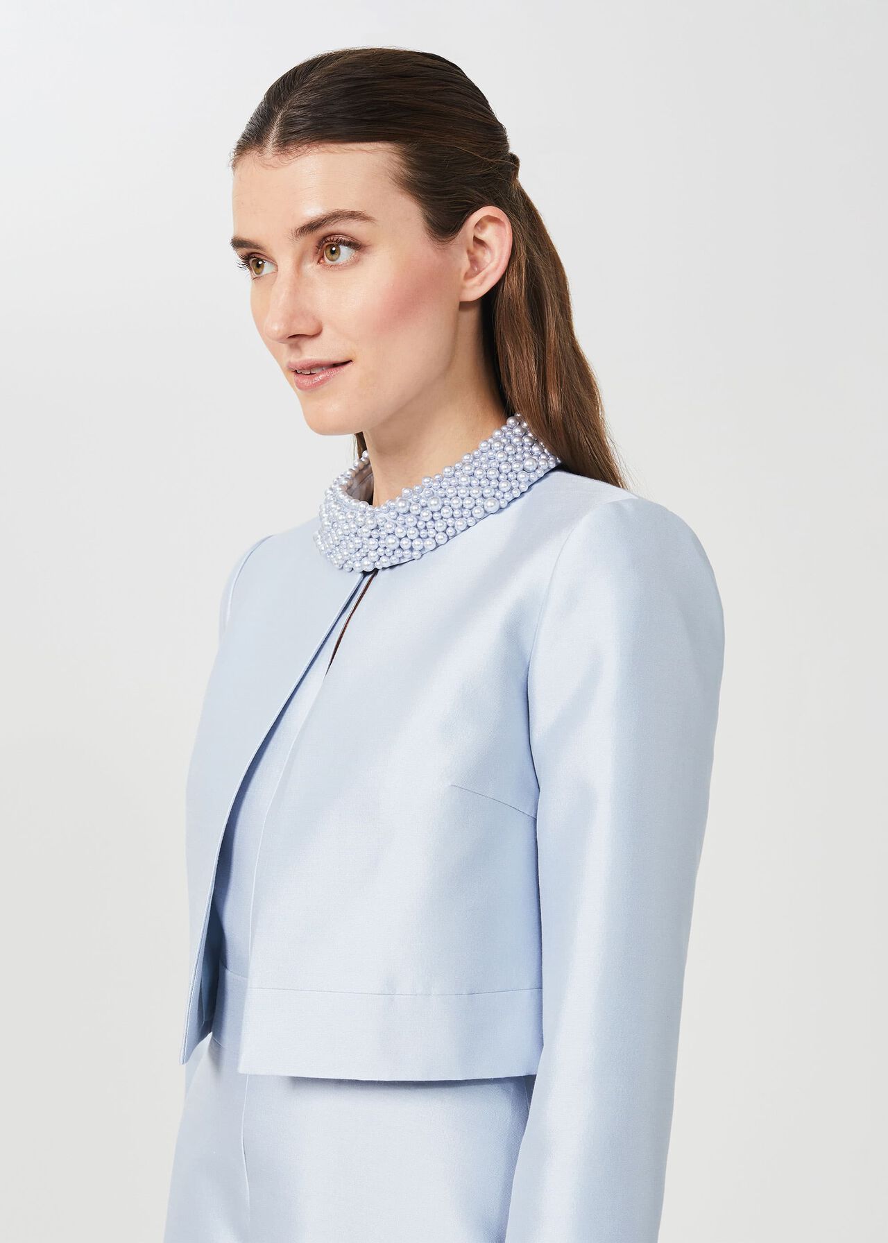 Marcella Silk Wool Jacket, Celeste Blue, hi-res