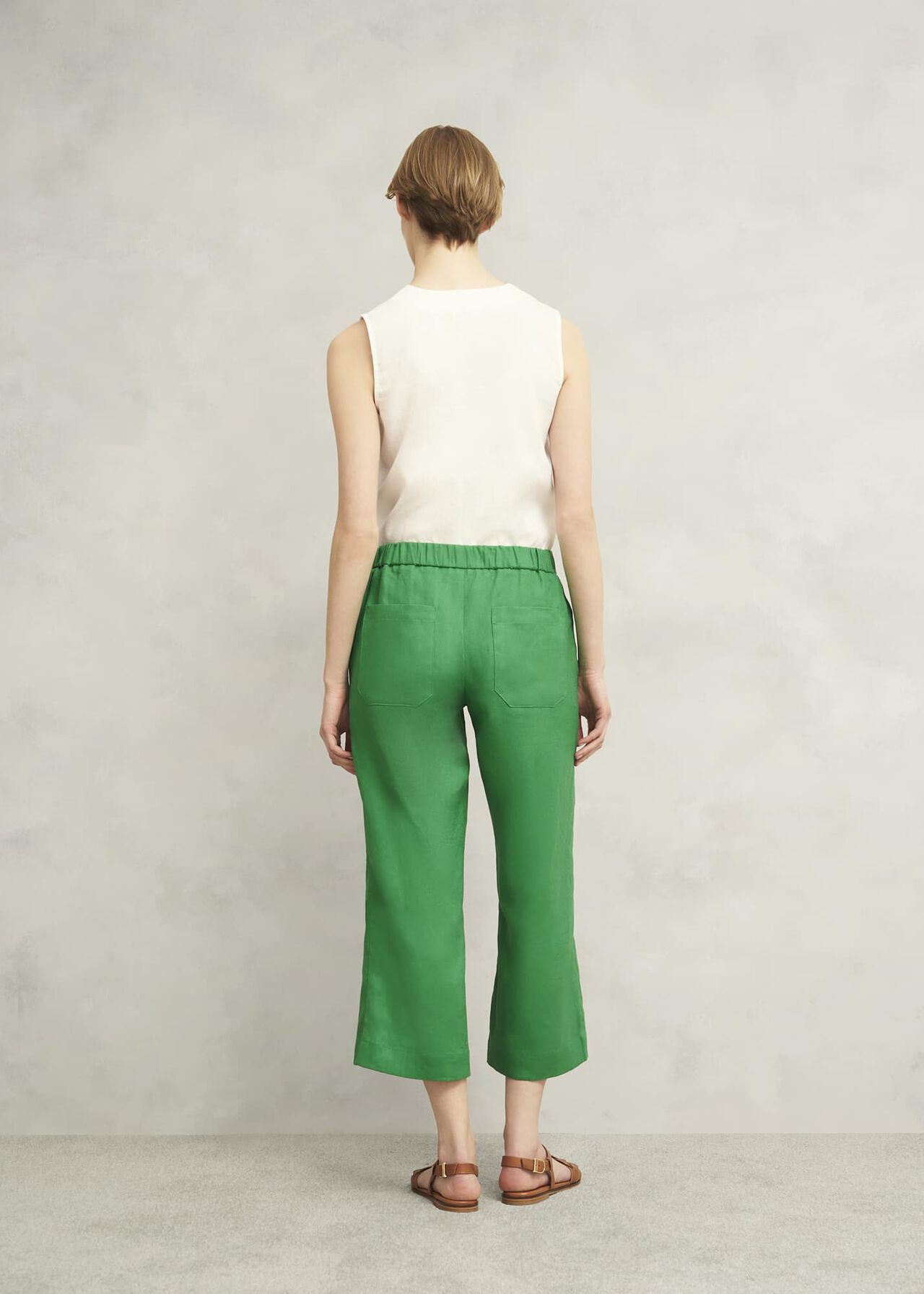Lillie Linen Trousers, Green, hi-res