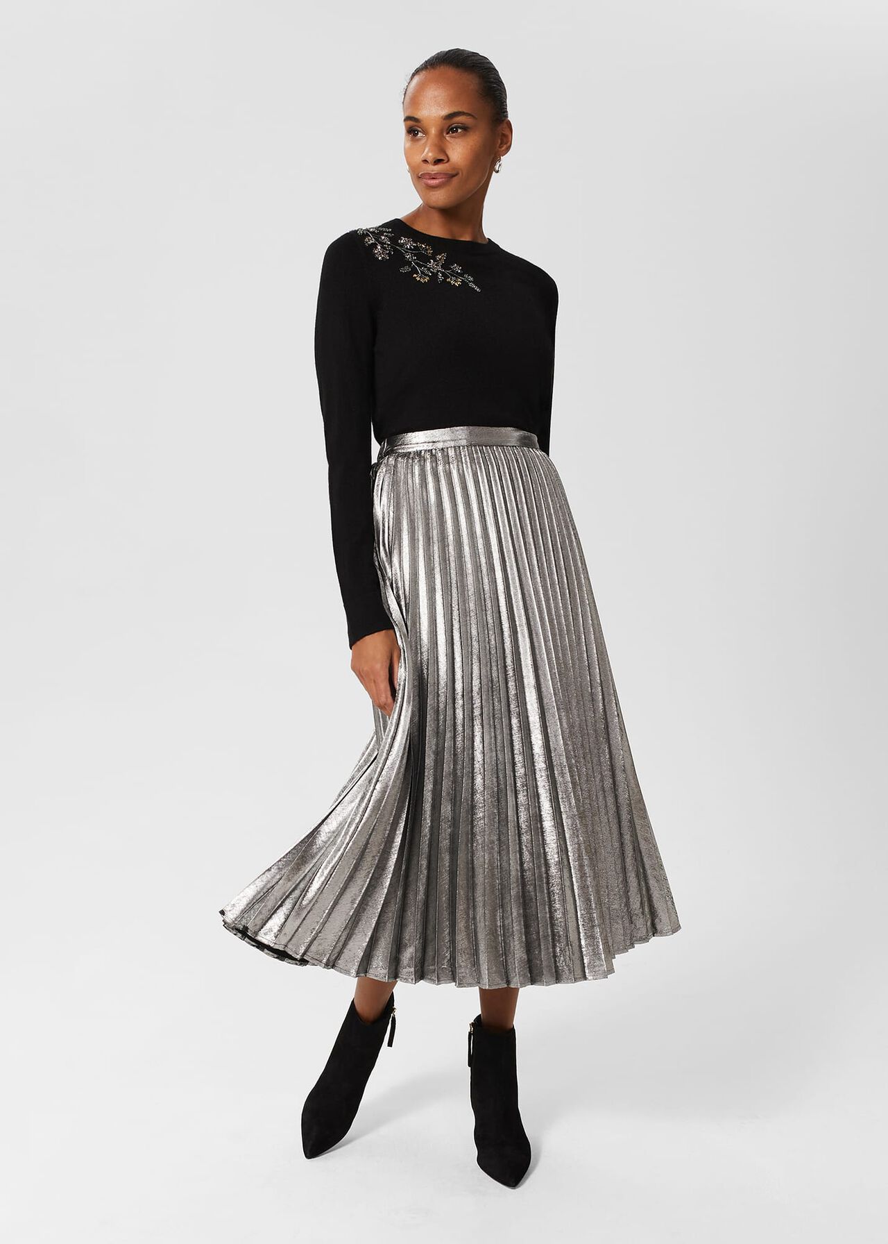 Cristie Embellished Sequin Sweater, Black, hi-res