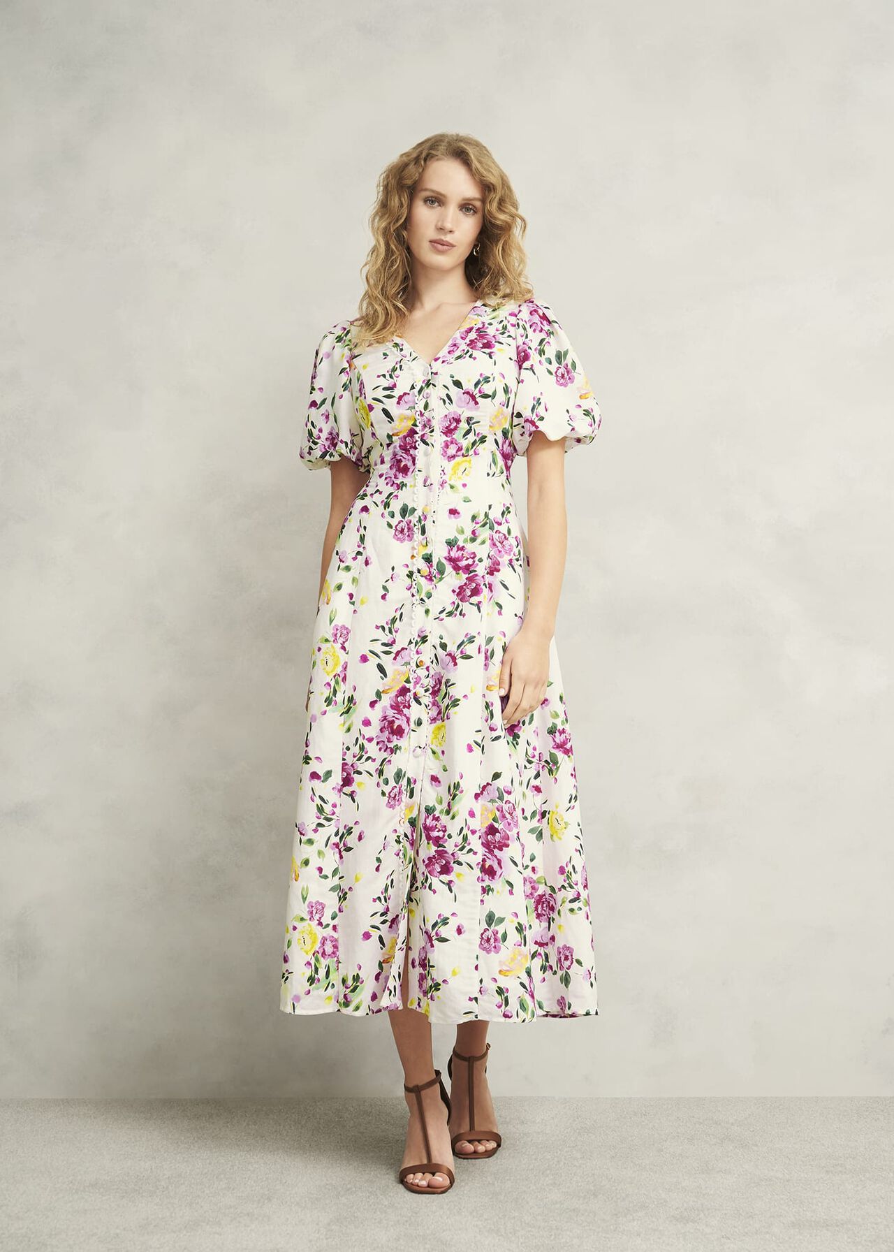 Petite Taylor Linen Dress, Ivory Multi, hi-res