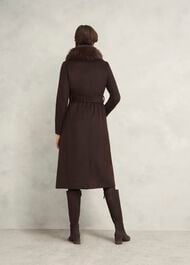 Livia Wool Coat With Faux Fur, Alder Brown, hi-res