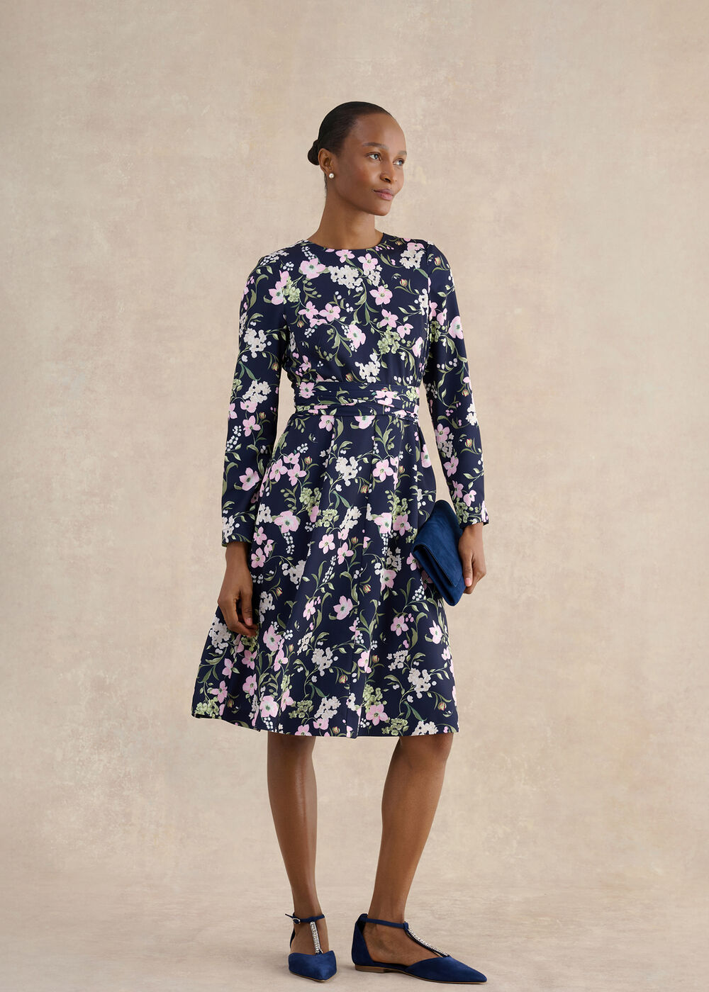 Eden Jewelled Suede Flats, Midnight Navy, hi-res