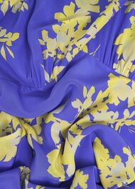 Petite Ann Embellished Silk Dress, Blue Yellow, hi-res