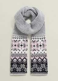 Deanna Fairisle Scarf, Grey Multi, hi-res