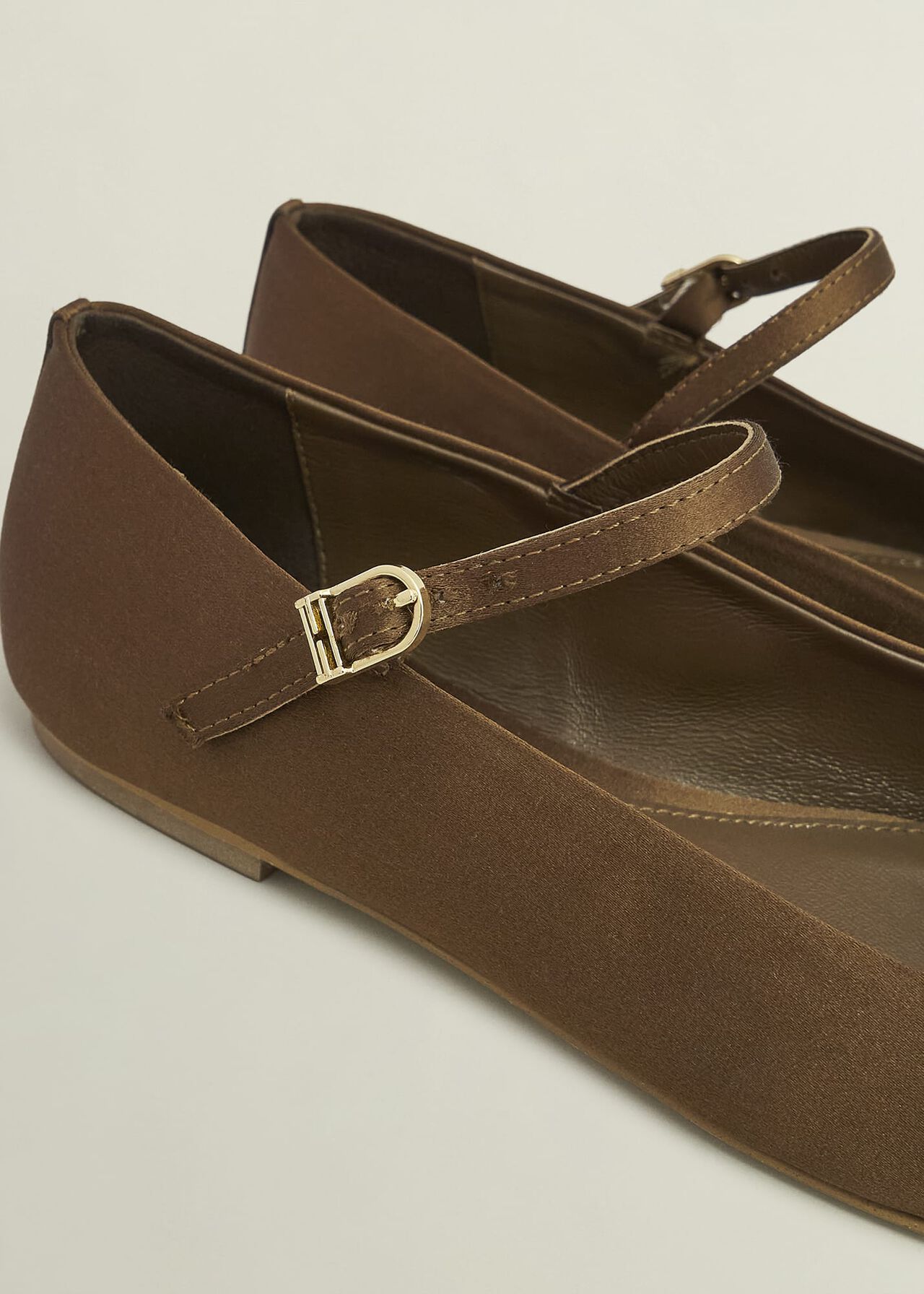 Chrissy Satin Mary Janes, Medlar Brown, hi-res