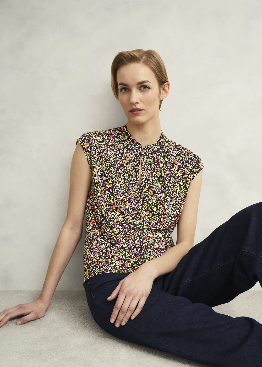 Maeve Printed Top, Navy Multi, hi-res