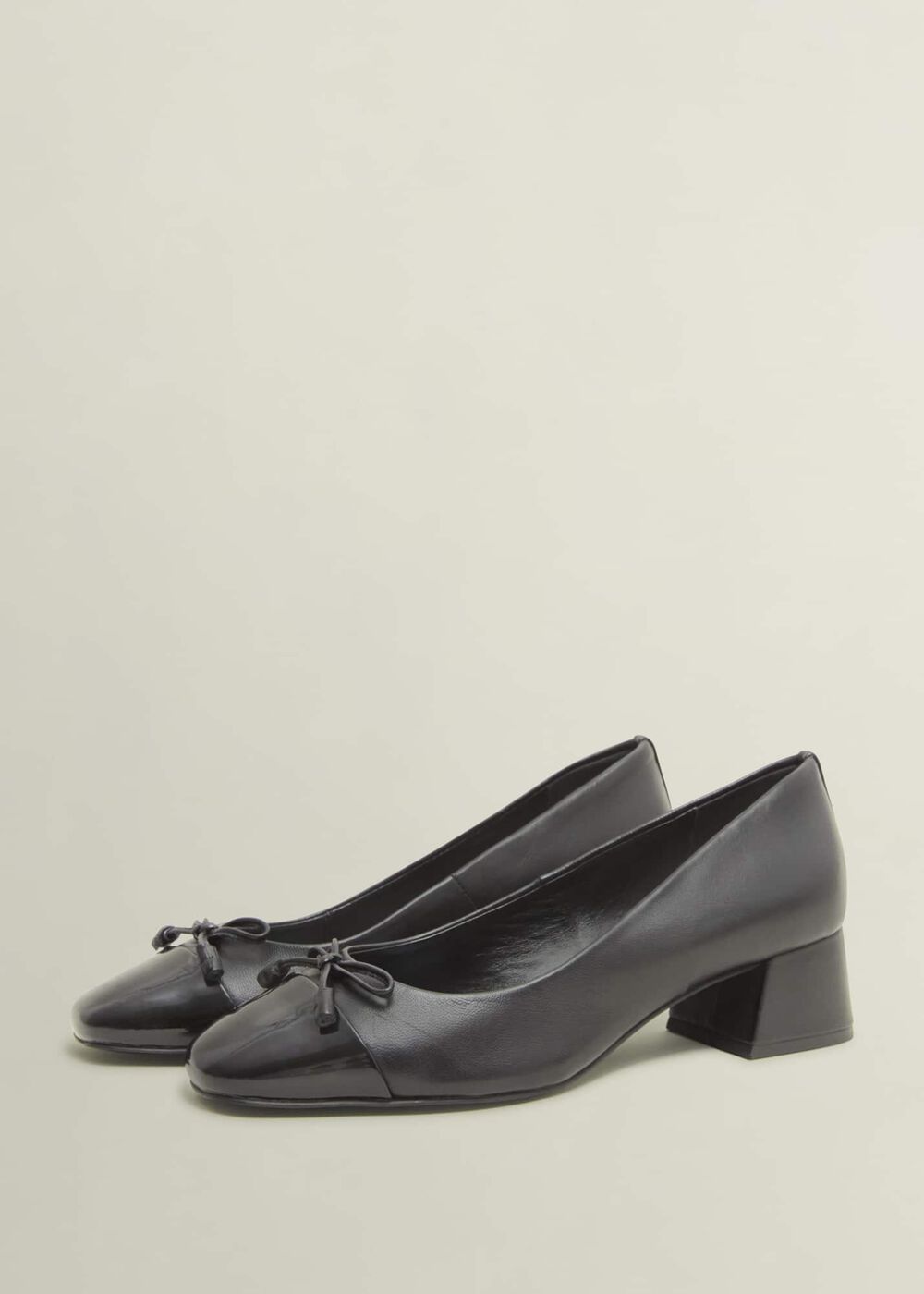 Andie Heeled Leather Ballerinas, Black, hi-res