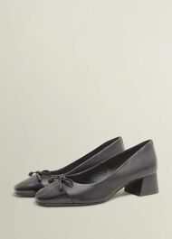 Andie Heeled Leather Ballerinas, Black, hi-res