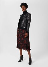 Losie Midi Pleated Skirt, Black Multi, hi-res