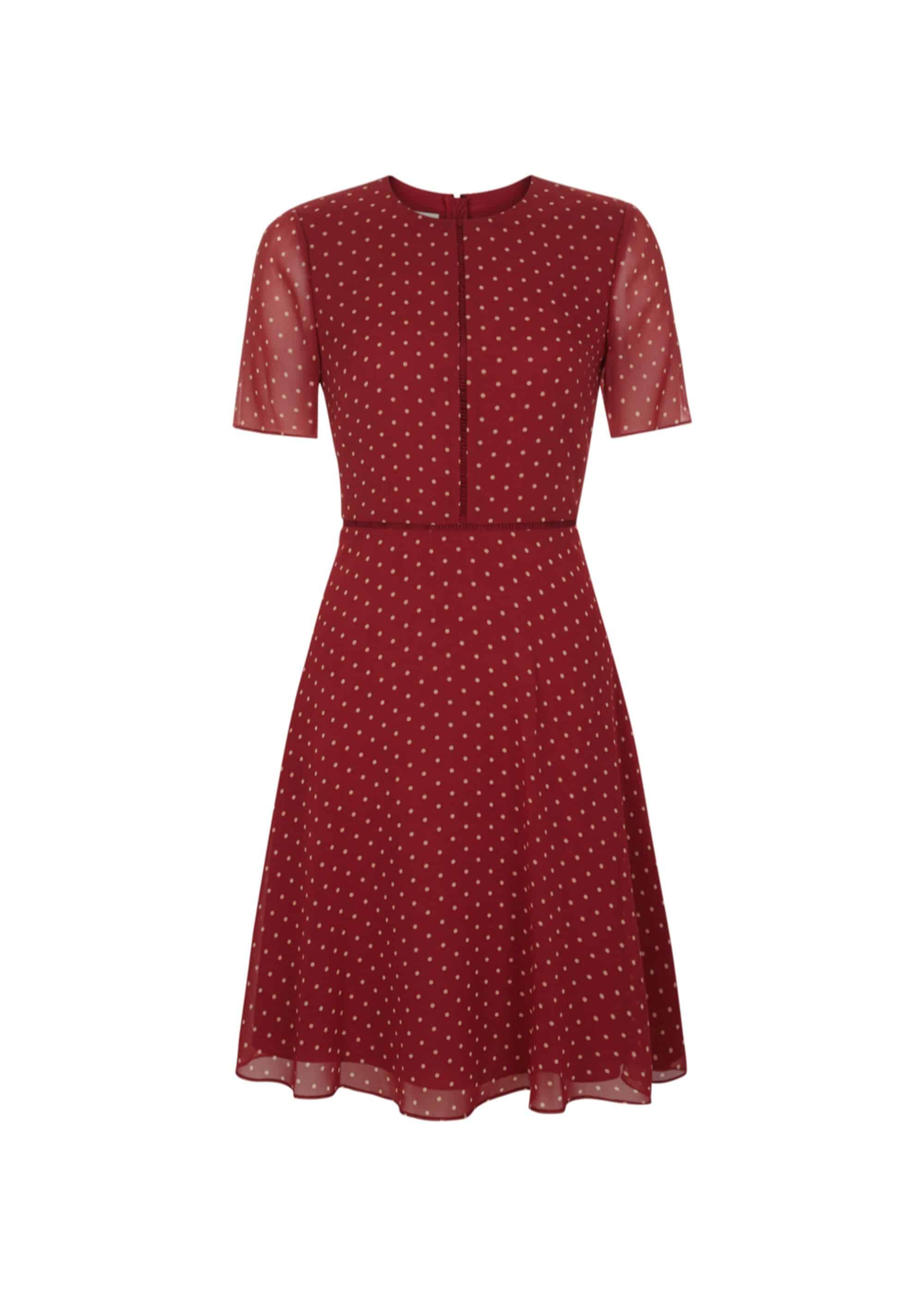 burgundy spot dress