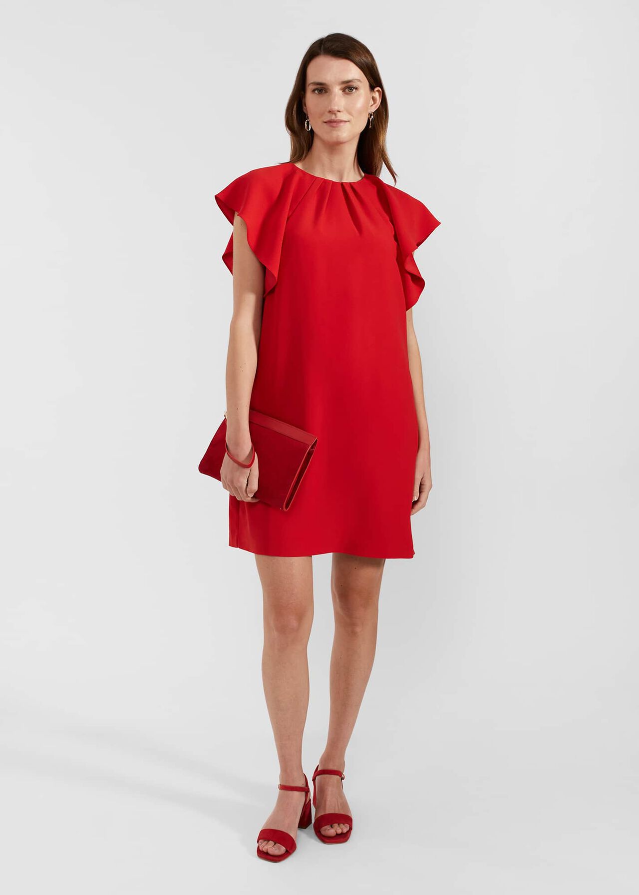 Rosario Frill Sleeveless Dress, Cherry Red, hi-res