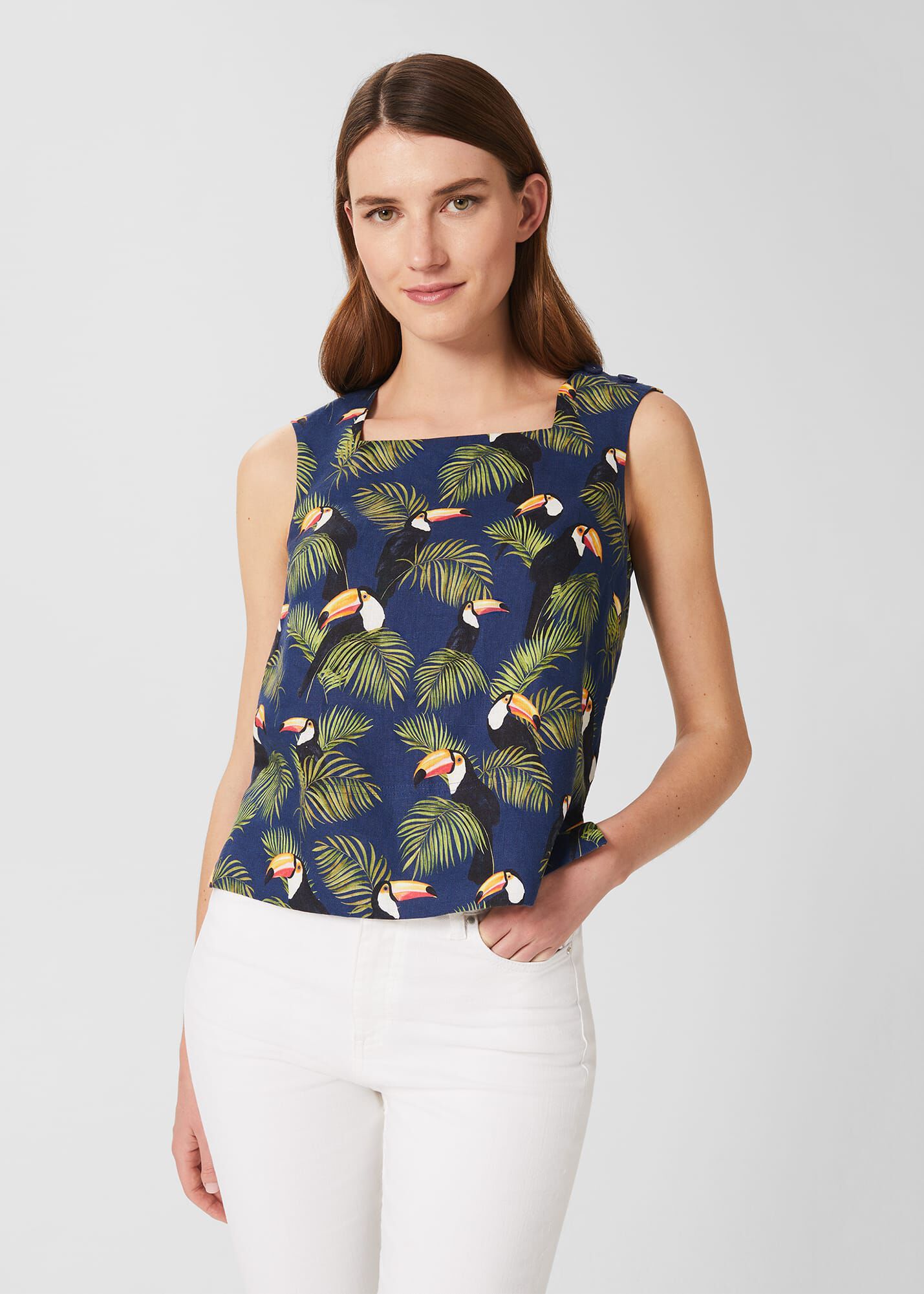 Catriona Linen Square Neck Sleeveless 