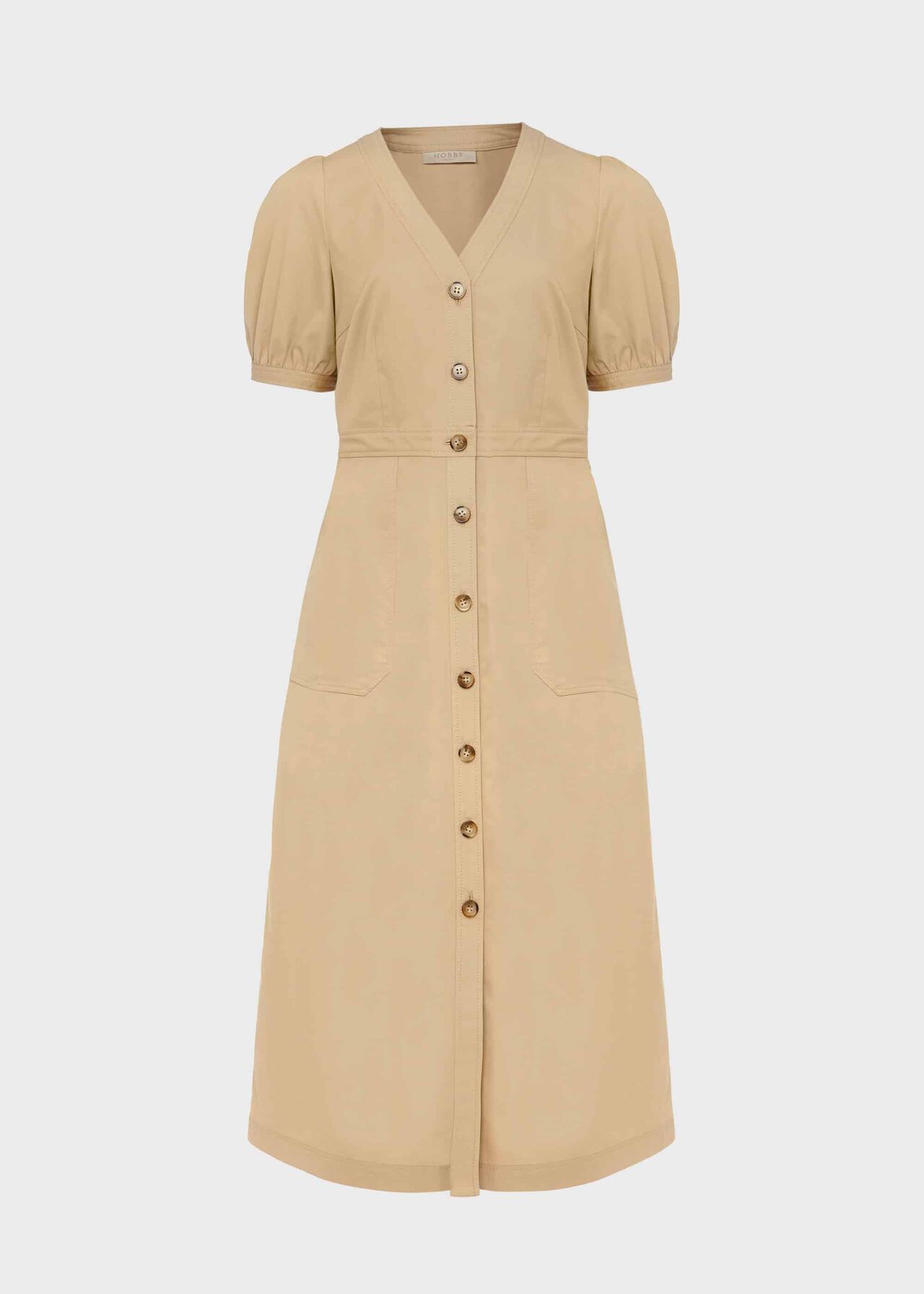 Adaline V Neck Midi Dress, Sand, hi-res