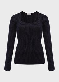 Mariella Square Neck Jumper, Black, hi-res