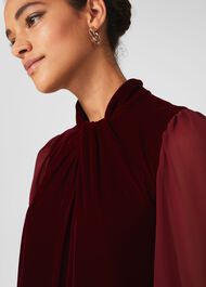 Faye Velvet A Line Dress, Deep Red, hi-res