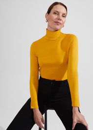 Mischa Roll Neck Top, Ochre Yellow, hi-res