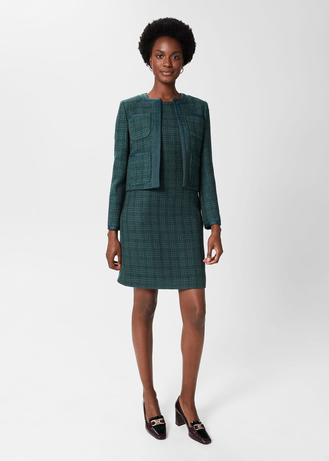 Estella Tweed Jacket, Deep Pine Green, hi-res