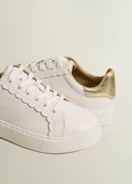 Dannie Leather Trainers, White, hi-res