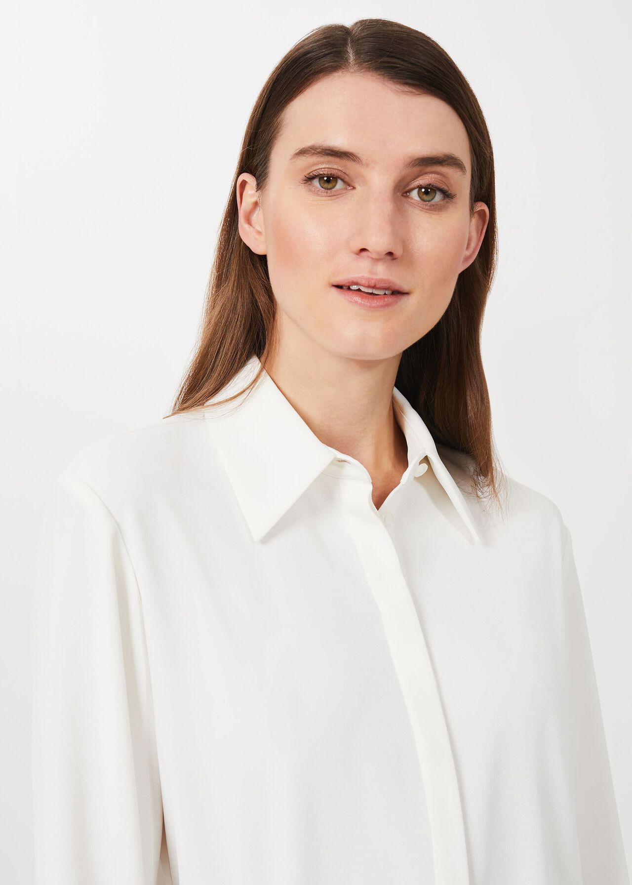 Eva Silk Shirt, Ivory, hi-res