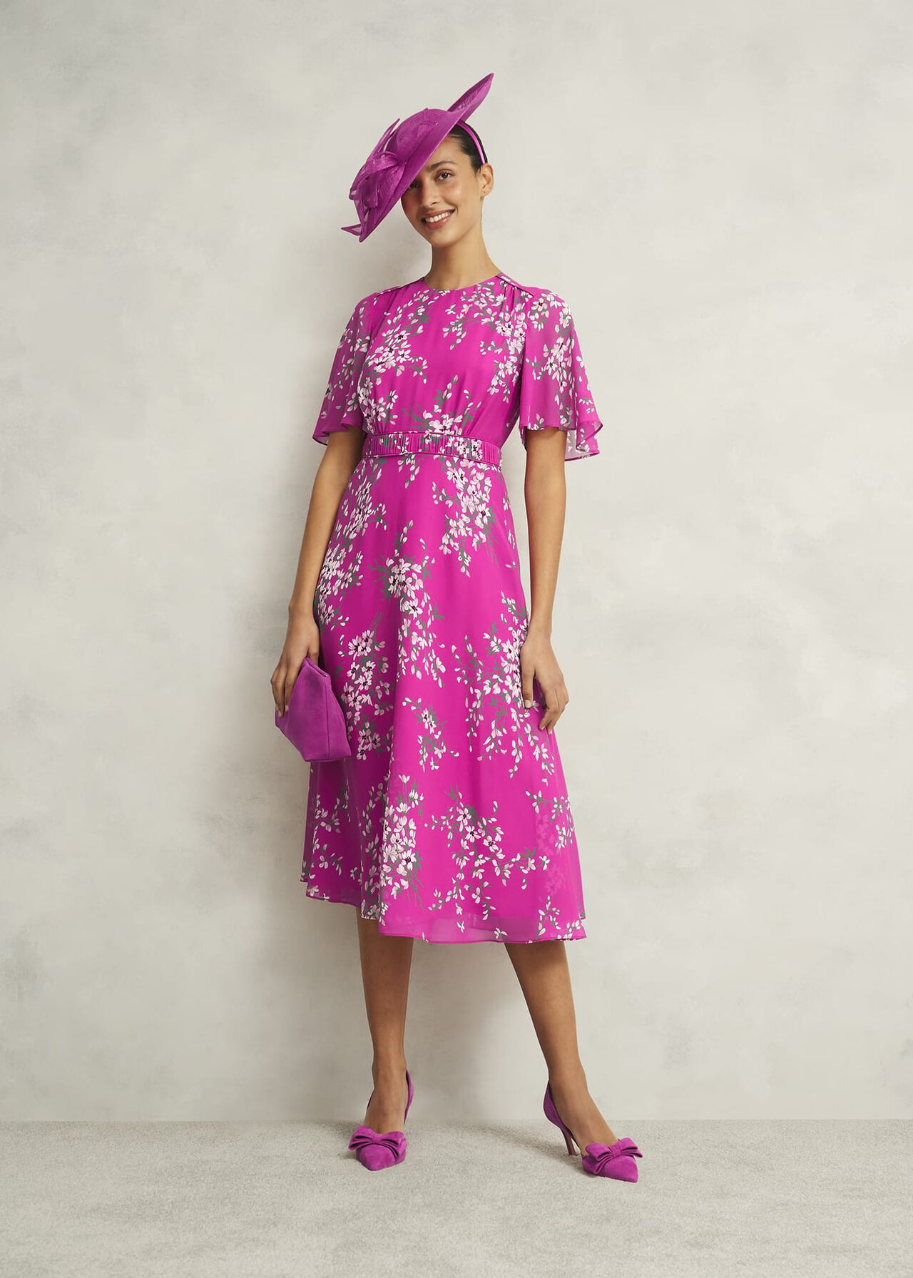 Bronwyn Silk Dress, Pink Multi, hi-res