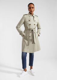 Saskia Shower Resistant Trench Coat, Sage Green, hi-res