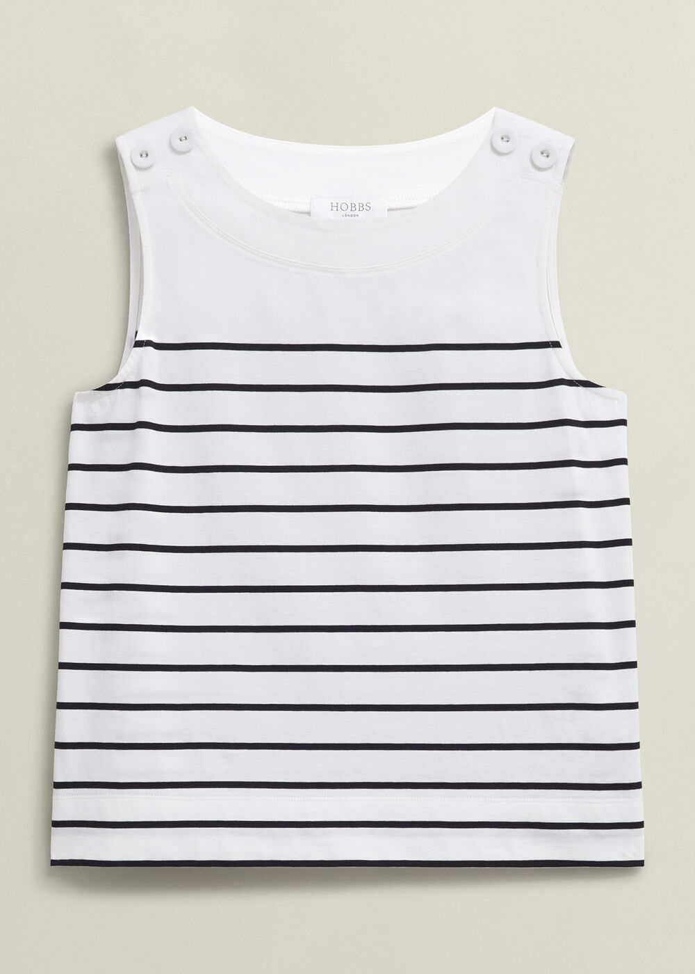Maddy Cotton Striped Top, White Navy, hi-res