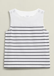 Maddy Cotton Striped Top, White Navy, hi-res