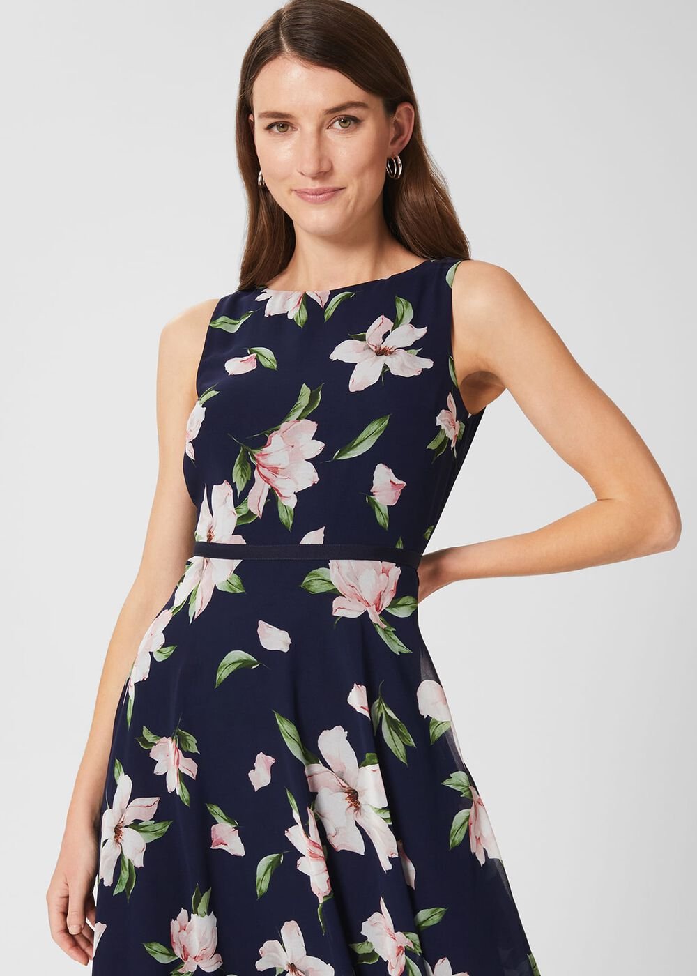 Carly Floral Fit And Flare Dress, Navy Multi, hi-res