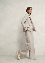 Alessia Linen Wide Trousers, Neutral, hi-res