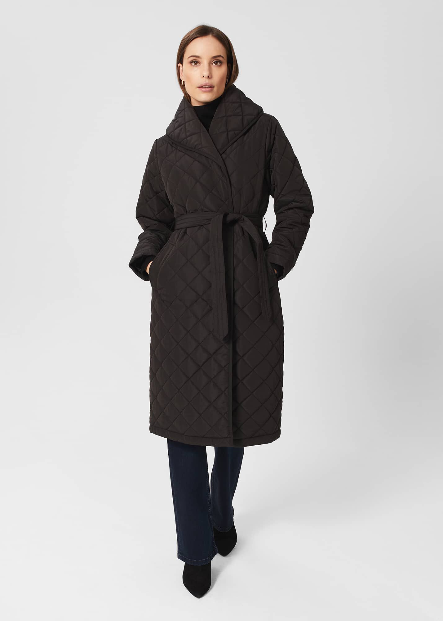 Ladies quilted sales coat with hood
