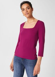 Debbie Double Fronted Top, Bright Plum, hi-res