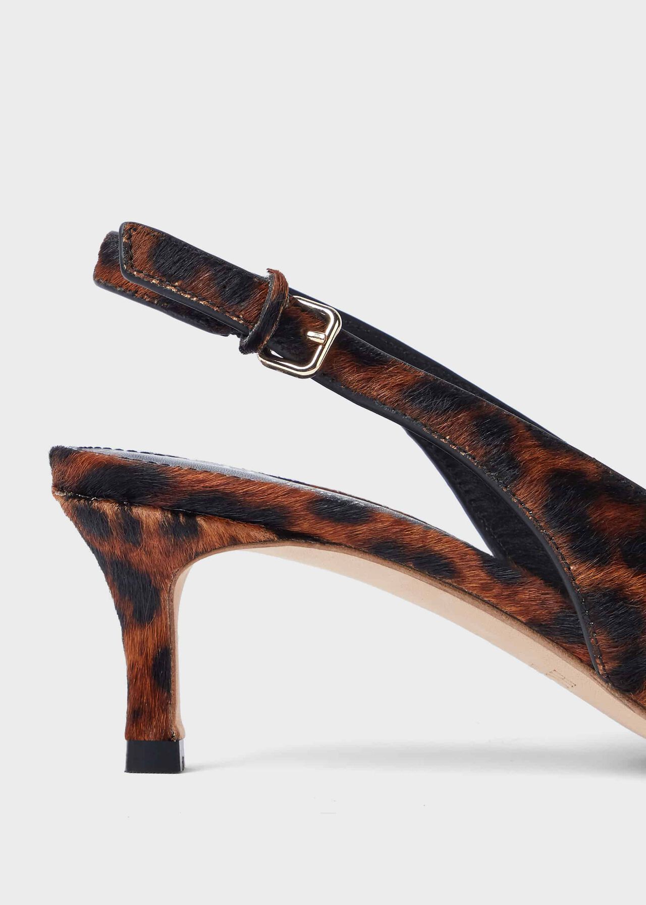 Kiera Animal Kitten Heel Slingback Court Shoes, Leopard, hi-res