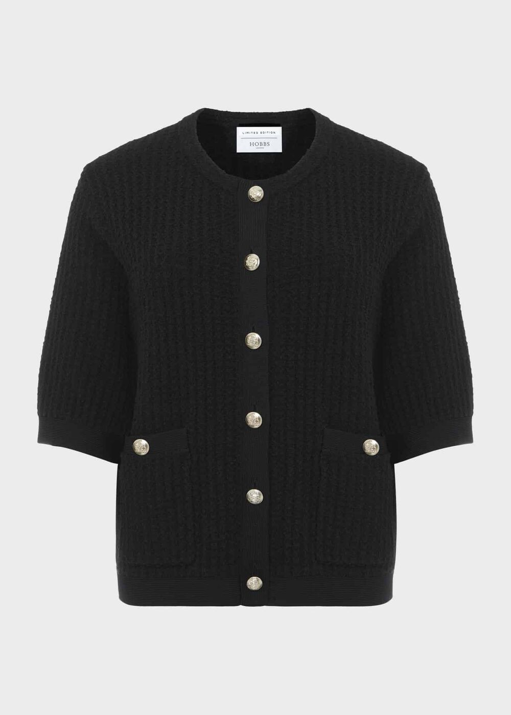 Ainsley Cotton Blend Knit Jacket, Black, hi-res
