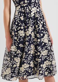 Scarlett Embroidered Dress, Navy Yellow, hi-res