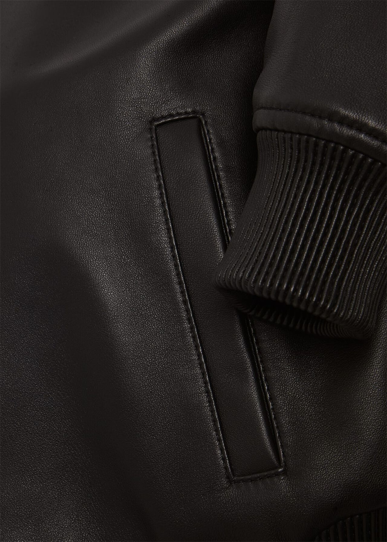 Lindley Leather Bomber Jacket, Black, hi-res