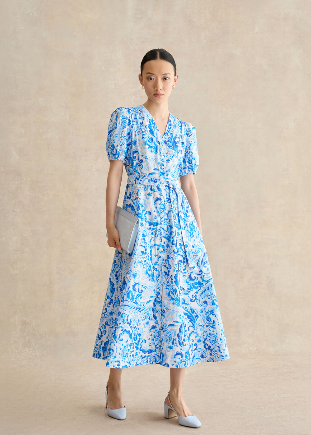 Lily Leather Slingback, Pale Blue, hi-res