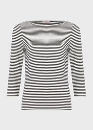 Mallory Cotton Blend Striped Top, Ivory Navy, hi-res