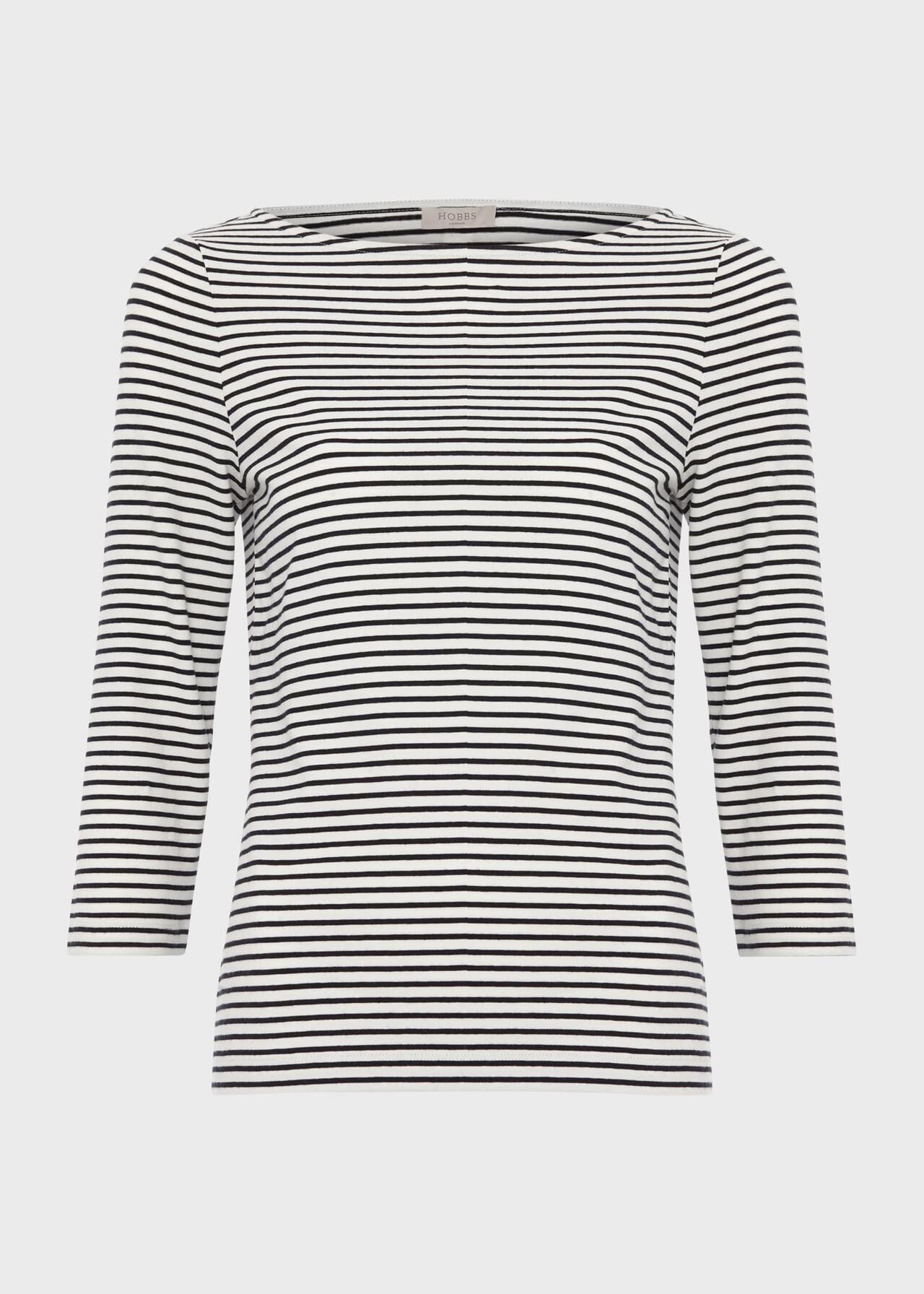 Mallory Cotton Blend Striped Top, Ivory Navy, hi-res